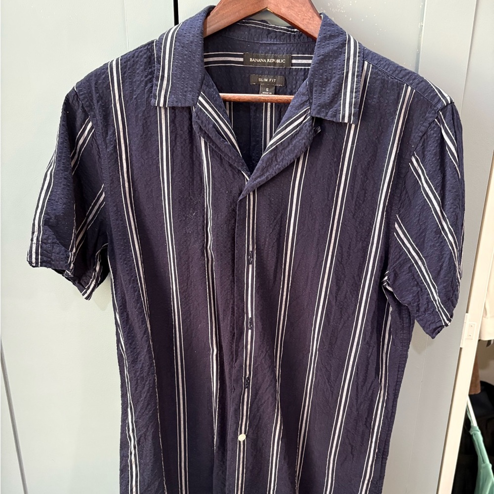 Banana Republic Dark Blue Striped Shirt